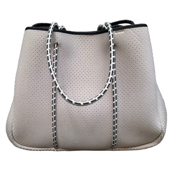 ANNABEL INGALL Sporty Spice Purse Perforated Neoprene Tote Bag Handbag Mushroom - Picture 1 of 12